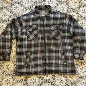 Men's Plaid Fleece Lined Jacket - Black, Gray, and Blue